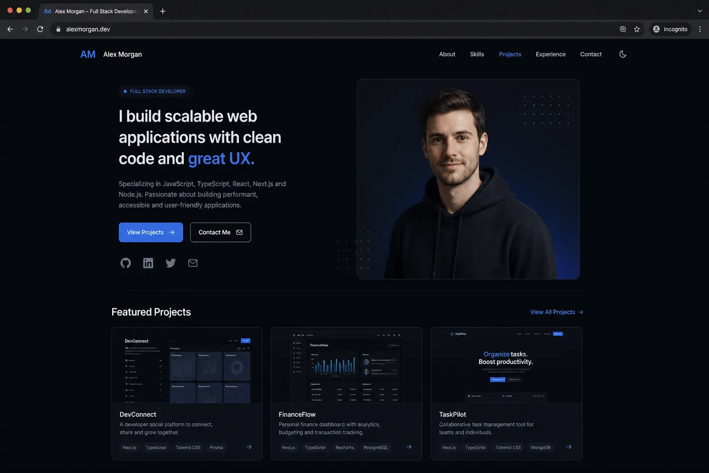 Portfolio Website with Analytics product mockup