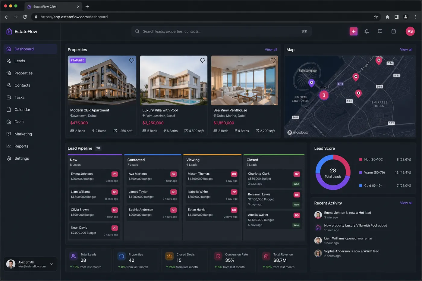 Real Estate CRM product mockup